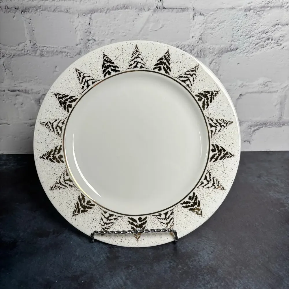 Dansk Golden Pines Christmas Holiday Trees Salad Luncheon Plates, Set of 4